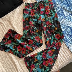 Black and neon Flower pattern. Flow-y pants